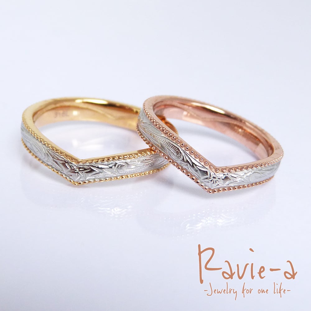 ハワイアンジュエリー ステンレス Vライン プルメリア カレイキニ