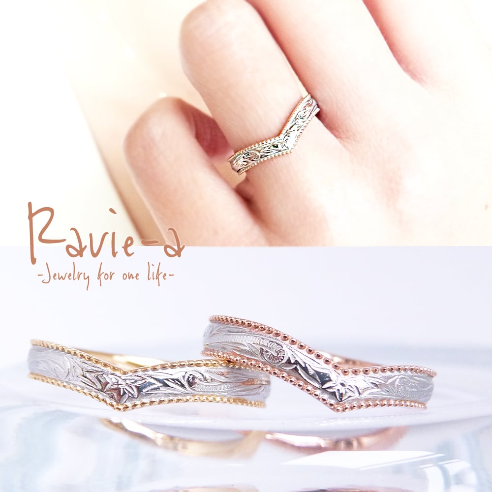 ハワイアンジュエリー ステンレス Vライン プルメリア カレイキニ