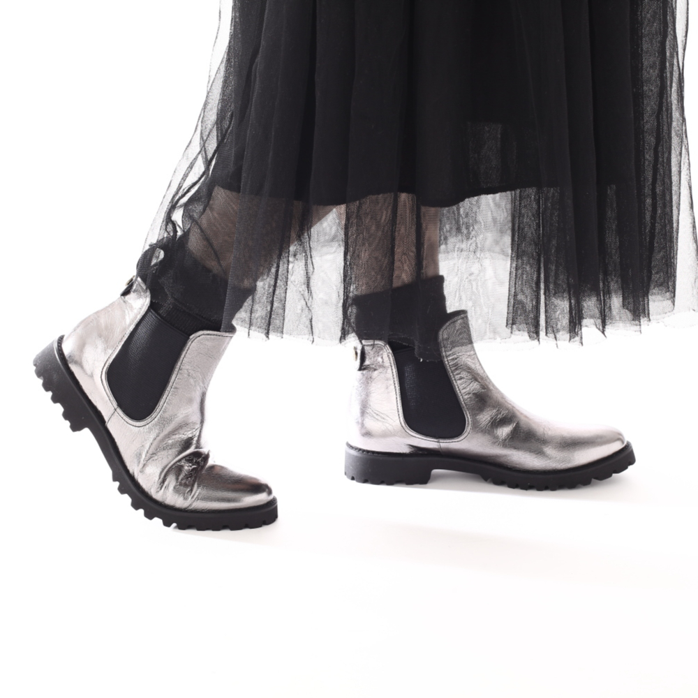 S(22cm)-LL(25.5cm)サイドゴアショートブーツ/シルバー | gr. S(22cm)-LL(25.5cm)サイドゴアショートブーツ/シルバー | gr.