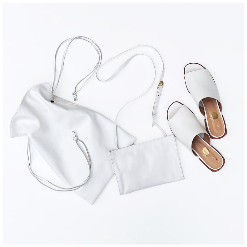 chevon サコッシュ白 レザーサコッシュ/白/カンガルー革/小さめ/ポシェット/本革/Sac2303