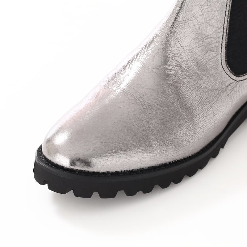 S(22cm)-LL(25.5cm)サイドゴアショートブーツ／シルバー | gr.