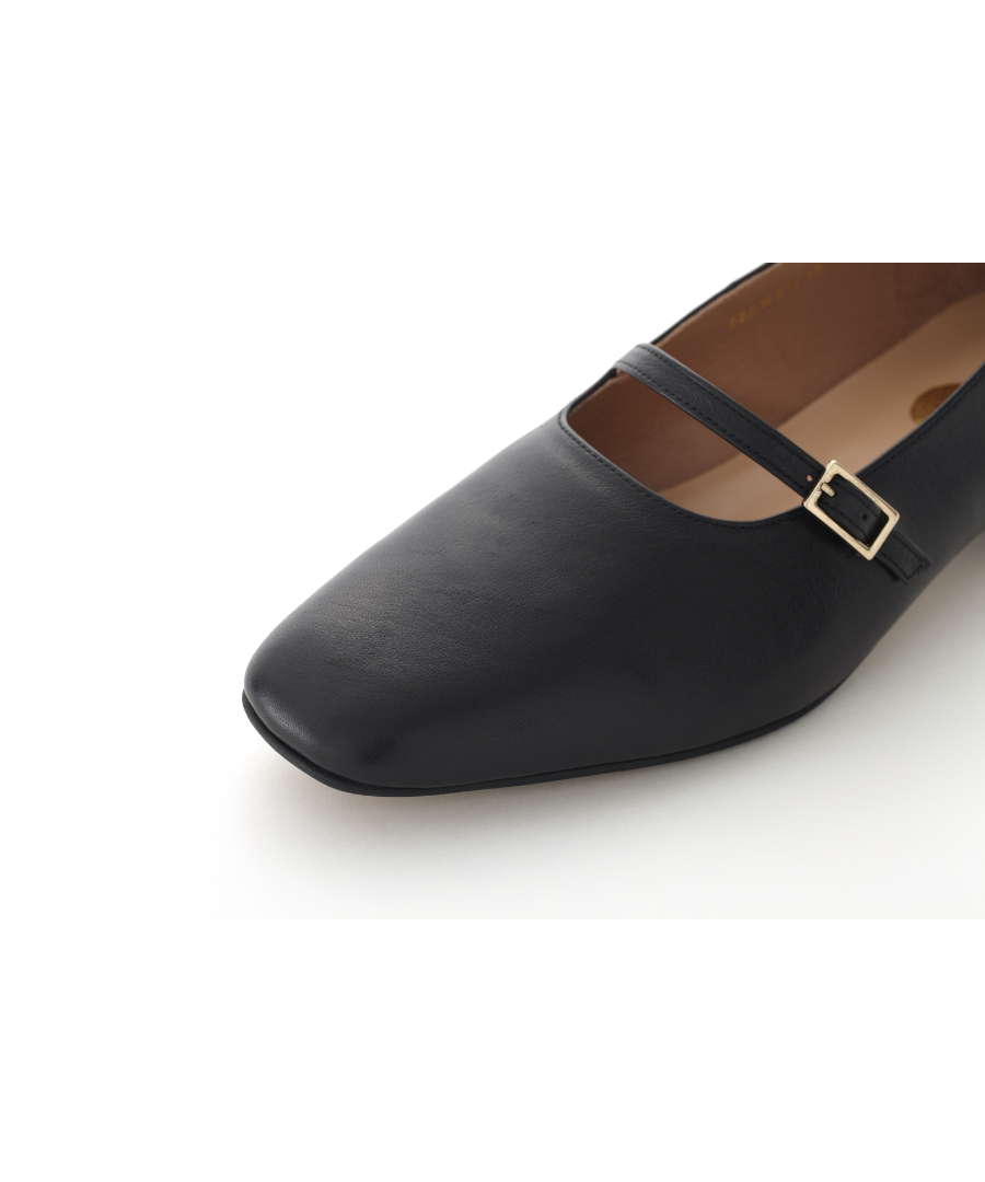 23cm-26cmスクエアトゥベルトパンプス/ブラック | gr.