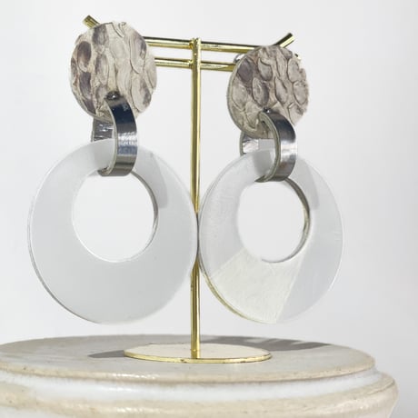 HOOP/ホワイトパイソンコンビ（ピアス・イヤリング）