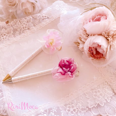 N993 / カスタムタッチペン＆ボールペン オーロラお花 リボンビーズ