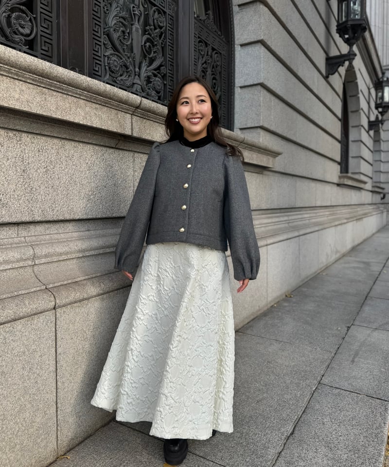 せら】pinue ピヌエ ビッグポケットショートコート グレー せら】pinue