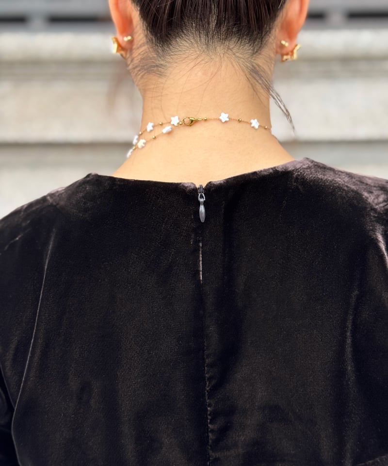 ベルベットミニワンピース(ブラウン) | Syell Raffiné