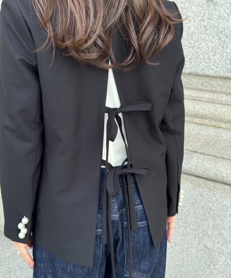 パールリボンジャケット(ブラック) | Syell Raffiné