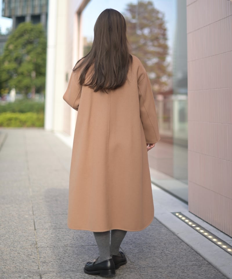 ノーカラーダブルフェイスコート-Perl付き-(キャメル) | Syell Raffiné