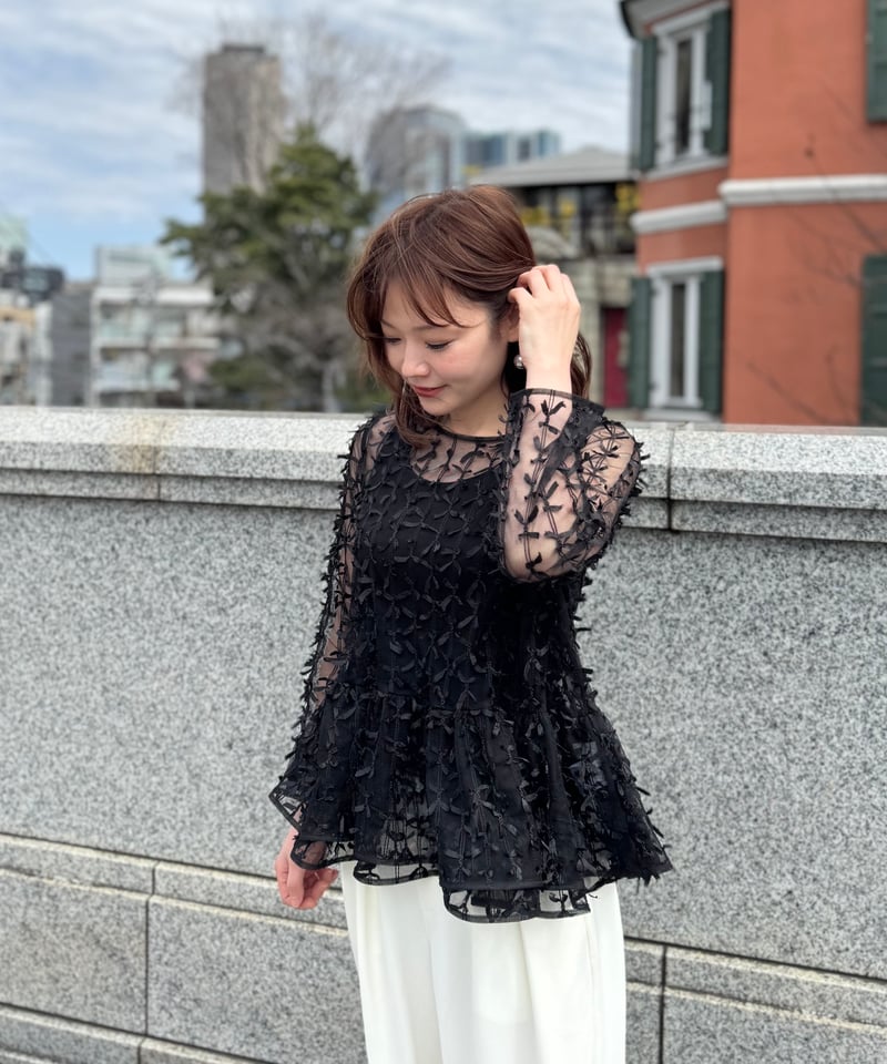Treat Ürself チュールトップス ブラック チュールシアートップス(ブラック) | Syell Raffiné