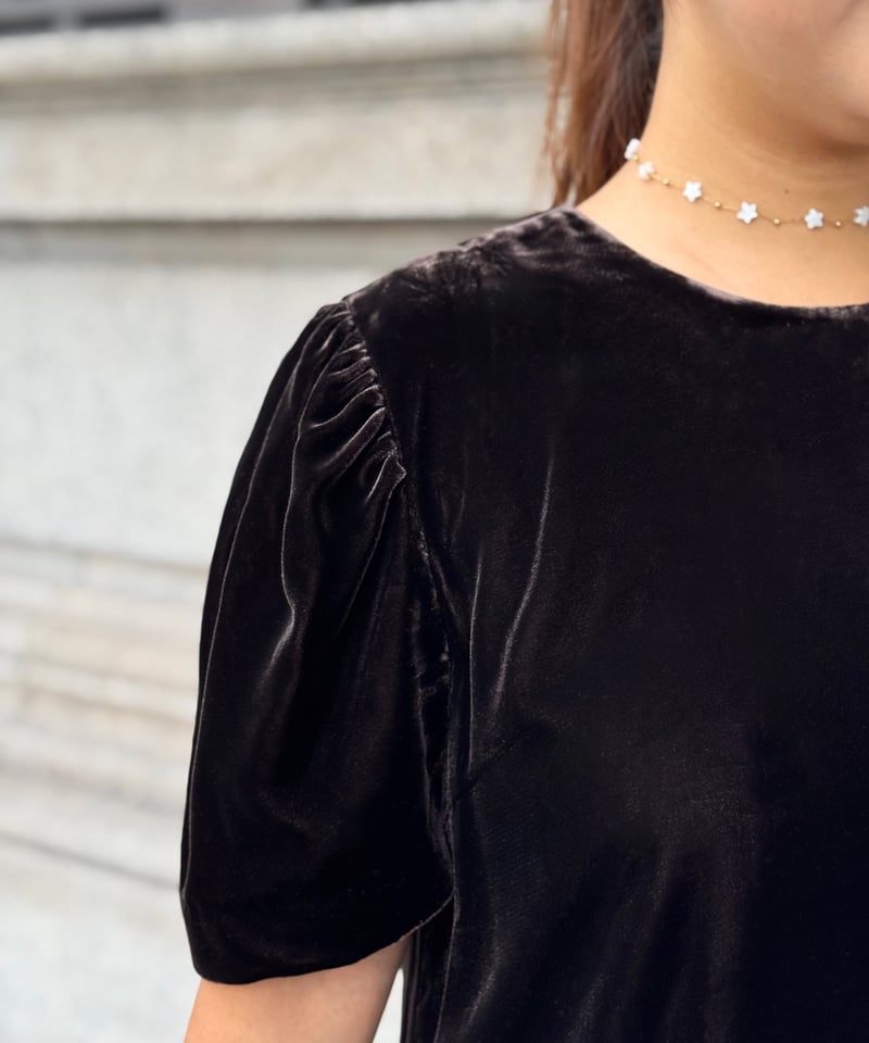 ベルベットミニワンピース(ブラウン) | Syell Raffiné