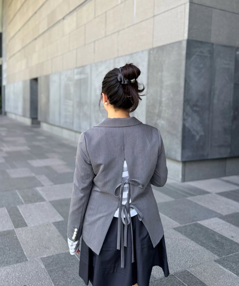 パールリボンジャケット(グレー) | Syell Raffiné