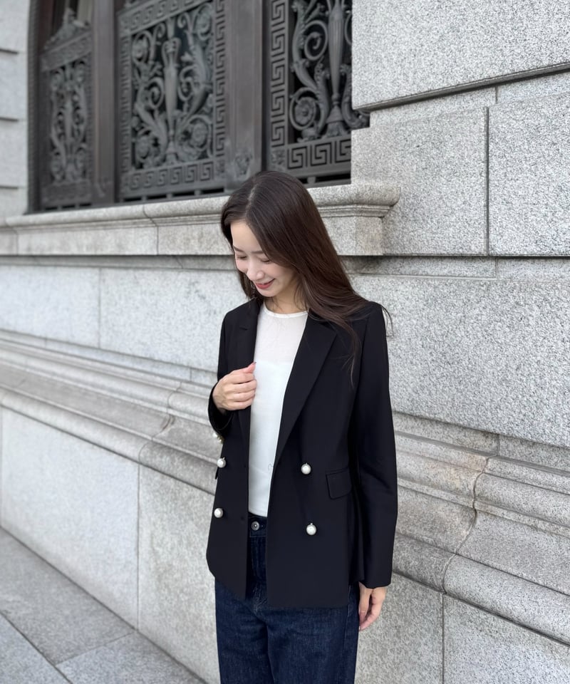 パールリボンジャケット(ブラック) | Syell Raffiné