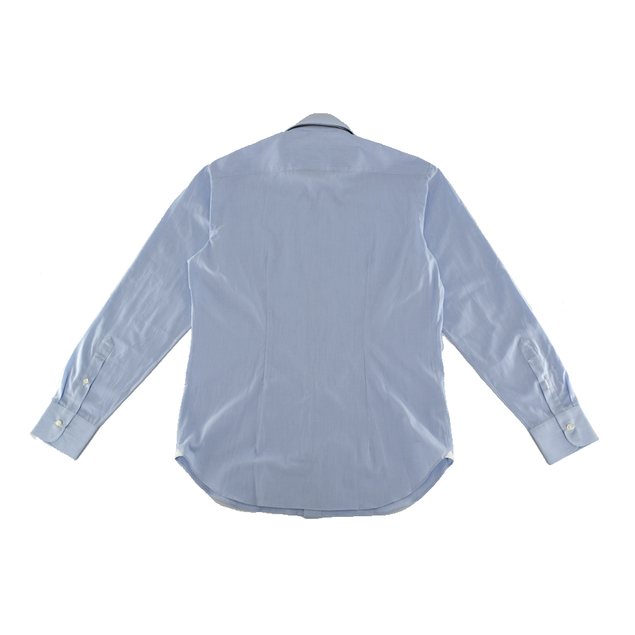 Luca Verdicchioナポリのハンドメイドオーダーシャツ美品‼️最終値下げ LUCA VERDICCHIO SHIRT / SAX BLUE HAIRLINE STRIP
