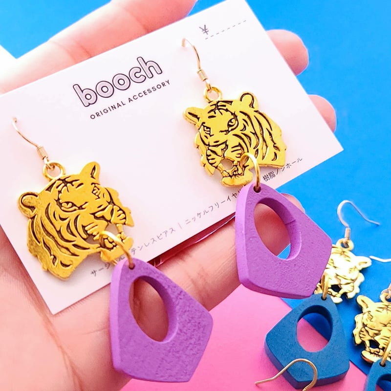虎ちゃんの耳飾り ピアス/イヤリング【金属アレルギー対応】 | booch  