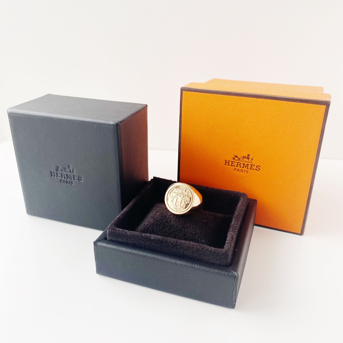 SOLD】HERMES 18K Ex-Libris Ring | Nice&Smooth