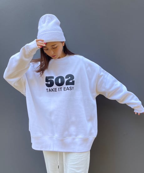 #080　502EASY CAMPUSスエット　WHITE X BLACK