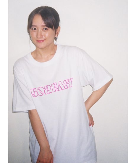 #051　Neon Logo T-シャツ WHITExPINK