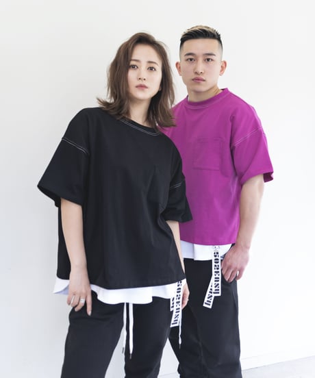 #005　ポケット付きステッチT (Black)
