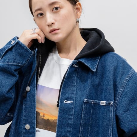 メンズ デニムジャケット 長袖 大きめ 胸ポケット K00311 デニムジャケット ユーズド加工 フルボタン アウター ジャケット