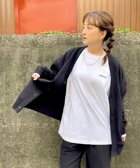#064　彩空バックプリントスエットカーディガン　BLACK