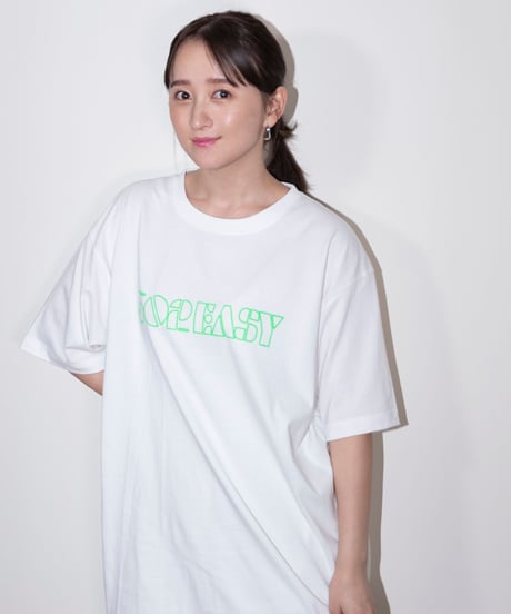#051　Neon Logo T-シャツ WHITExGREEN