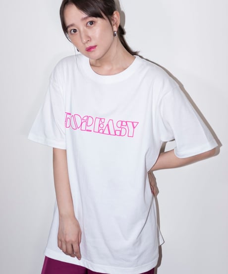 #051　Neon Logo T-シャツ WHITExPINK