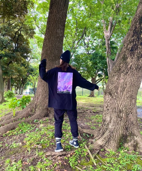 #062 　彩空バックプリントロングTシャツ　BLACK