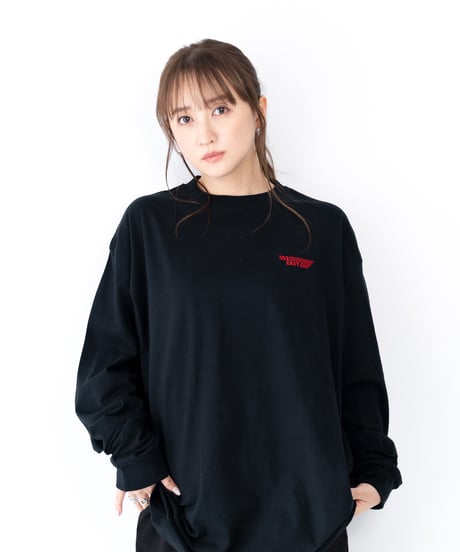#137　 502EASYﾌﾗｯｸﾞ刺繍ﾛﾝｸﾞT-ｼｬﾂ　BLACK