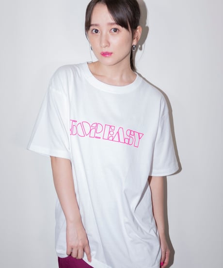 #051　Neon Logo T-シャツ WHITExPINK