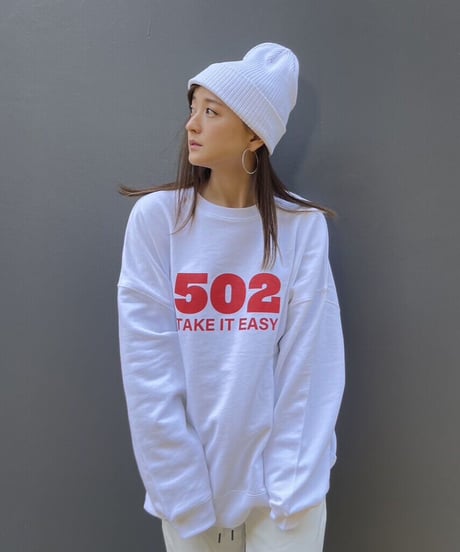 #080　502EASY CAMPUSスエット　WHITE X RED