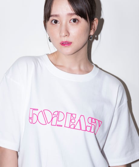 #051　Neon Logo T-シャツ WHITExPINK