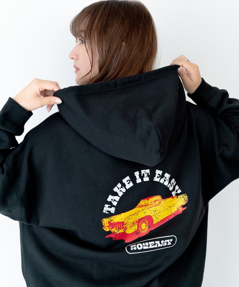 121 502EASYアメ車バックプリントフーディー | 502EASY