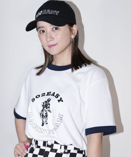 #045　502EASY RACING TEAM T‐シャツ  WHITExNAVY