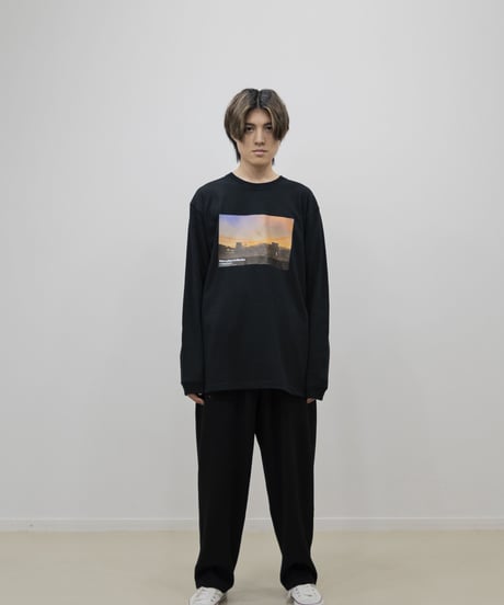 #067　彩空フロントプリントロングTシャツ　BLACK