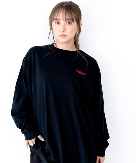 #137　 502EASYﾌﾗｯｸﾞ刺繍ﾛﾝｸﾞT-ｼｬﾂ　BLACK