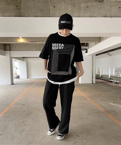 #044　The Squares Overlap T‐シャツ BLACK