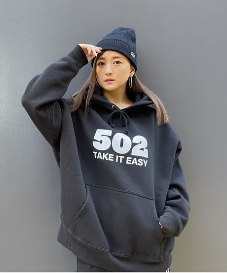 #081　502EASY CAMPUSフーディ　BLACK X WHITE