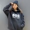 #081 502EASY CAMPUSフーディ BLACK X WHITE