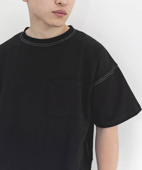 #005　ポケット付きステッチT (Black)