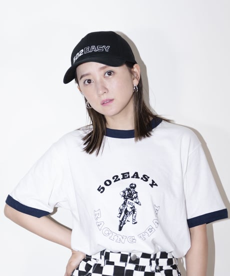 #045　502EASY RACING TEAM T‐シャツ  WHITExNAVY