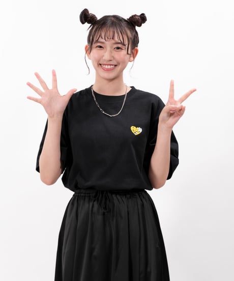 ［志田音々さんコラボアイテム］#104　502EASY X N ハート刺繍Tシャツ BLACK