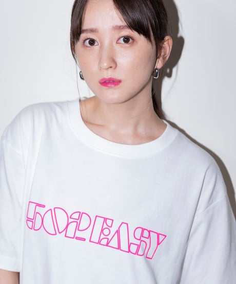 #051　Neon Logo T-シャツ WHITExPINK