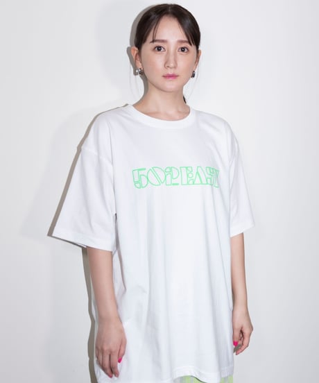 #051　Neon Logo T-シャツ WHITExGREEN