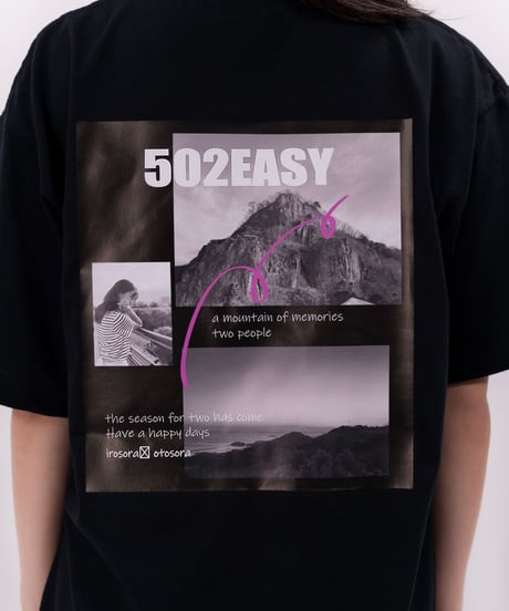 ［志田音々さんコラボアイテム］#105　彩空x音空　バックプリントTシャツ　BLACK