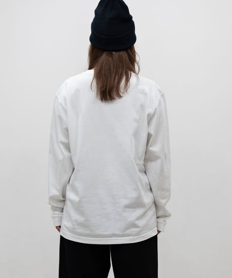 #067　彩空フロントプリントロングTシャツ　WHITE