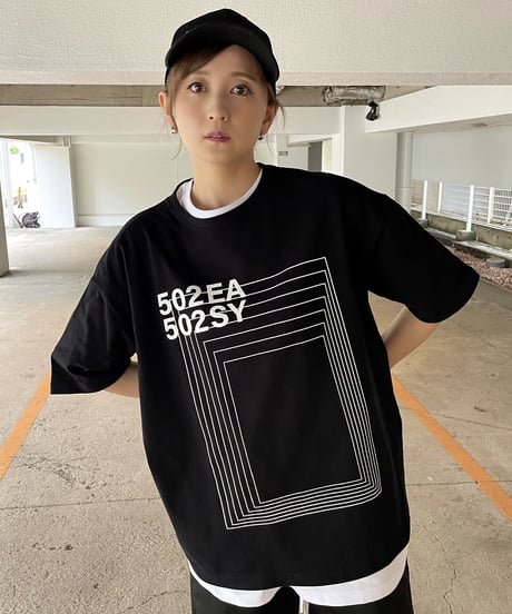 #044　The Squares Overlap T‐シャツ BLACK