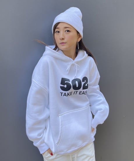 #081　502EASY CAMPUSフーディ　WHITE X BLACK