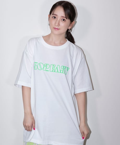 #051　Neon Logo T-シャツ WHITExGREEN