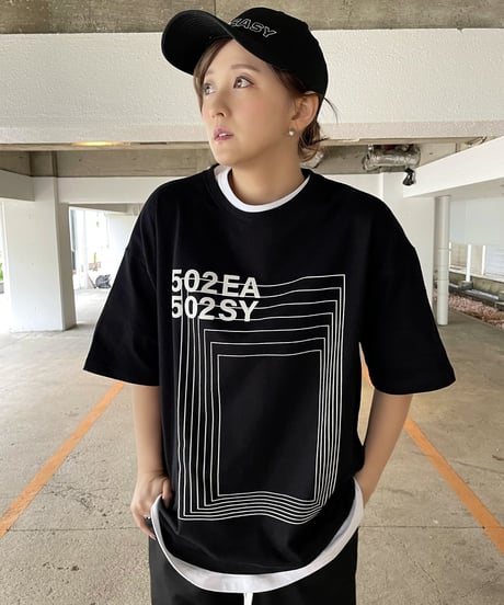 #044　The Squares Overlap T‐シャツ BLACK
