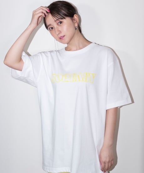 #051　Neon Logo T-シャツ WHITExYELLOW